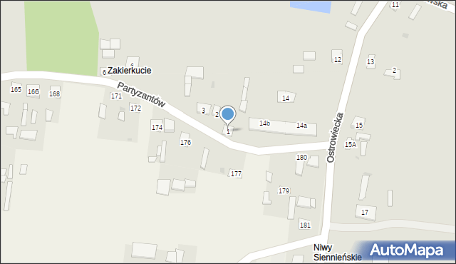 Sienno, Partyzantów, 1, mapa Sienno