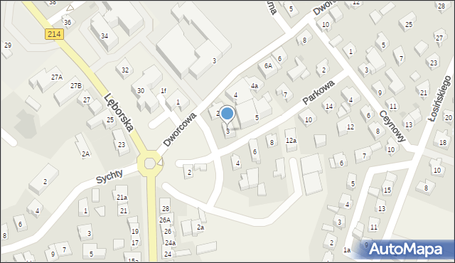 Sierakowice, Parkowa, 3, mapa Sierakowice