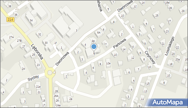 Sierakowice, Parkowa, 5, mapa Sierakowice