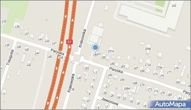 Skarżysko-Kamienna, Paryska, 153, mapa Skarżysko-Kamienna