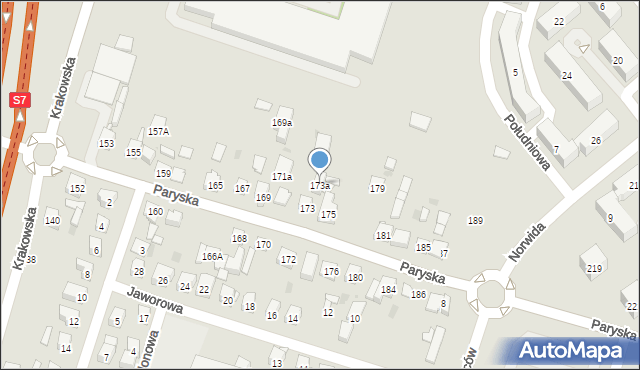 Skarżysko-Kamienna, Paryska, 173a, mapa Skarżysko-Kamienna