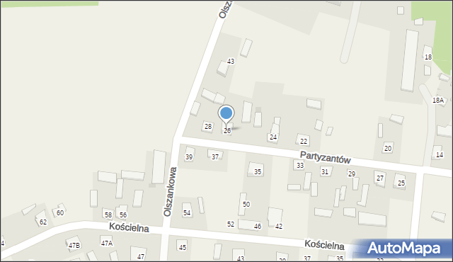 Skrzeszew, Partyzantów, 26, mapa Skrzeszew