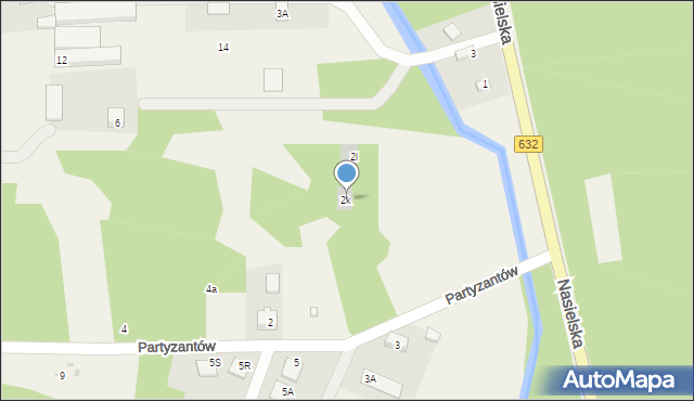 Skrzeszew, Partyzantów, 2k, mapa Skrzeszew