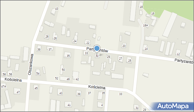 Skrzeszew, Partyzantów, 31, mapa Skrzeszew