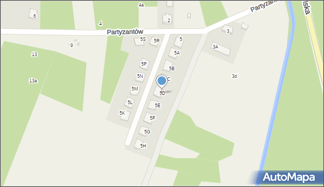 Skrzeszew, Partyzantów, 5D, mapa Skrzeszew