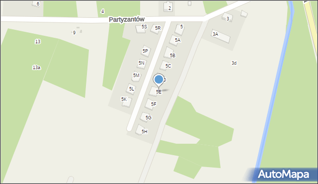 Skrzeszew, Partyzantów, 5E, mapa Skrzeszew