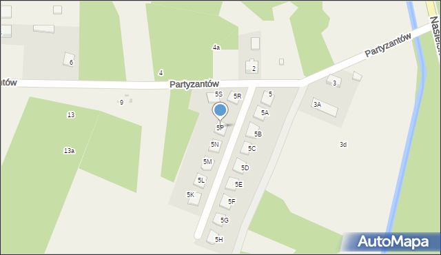 Skrzeszew, Partyzantów, 5P, mapa Skrzeszew