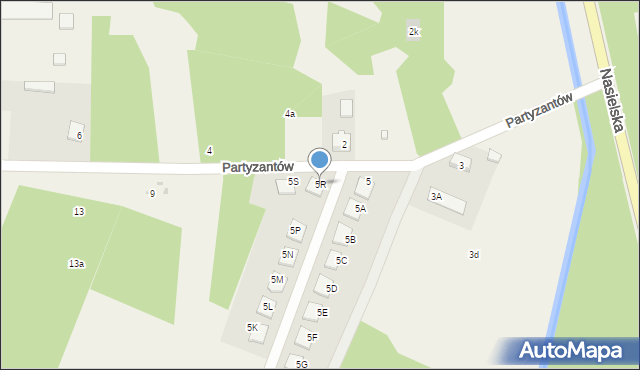 Skrzeszew, Partyzantów, 5R, mapa Skrzeszew