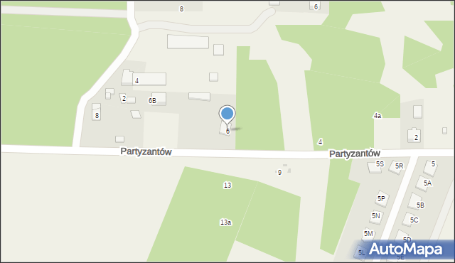 Skrzeszew, Partyzantów, 6, mapa Skrzeszew