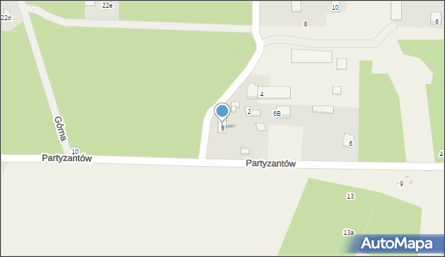 Skrzeszew, Partyzantów, 8, mapa Skrzeszew