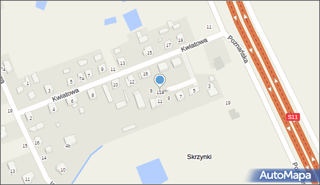 Skrzynki, Palmowa, 11a, mapa Skrzynki