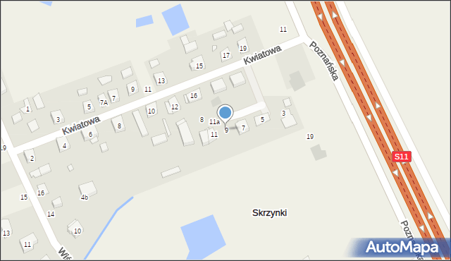 Skrzynki, Palmowa, 9, mapa Skrzynki