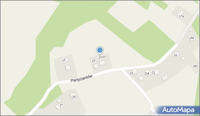 Skrzyszów, Partyzantów, 17, mapa Skrzyszów