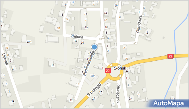 Słońsk, Paderewskiego Ignacego Jana, 1, mapa Słońsk