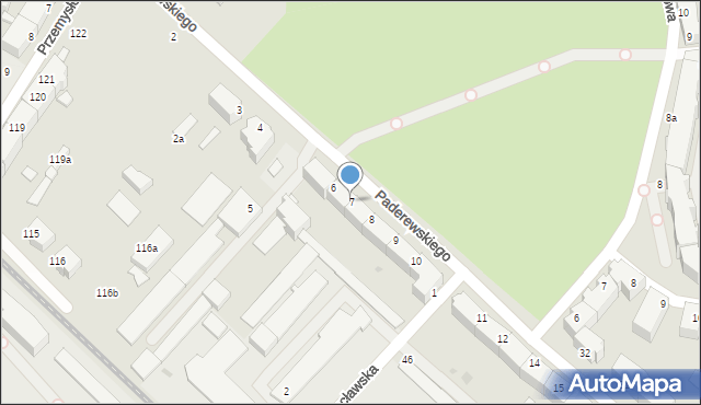 Słupsk, Paderewskiego Ignacego Jana, 7, mapa Słupska