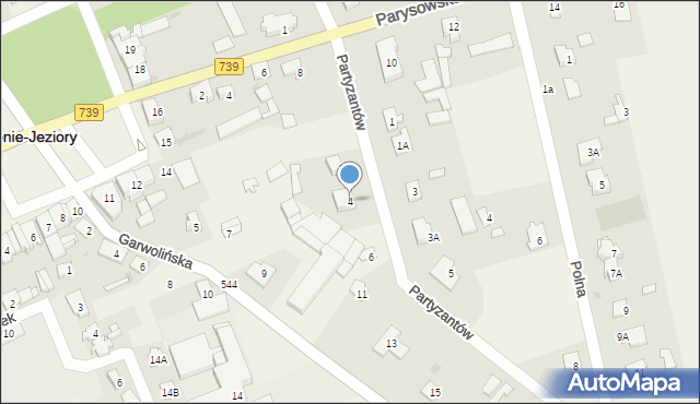 Sobienie-Jeziory, Partyzantów, 4, mapa Sobienie-Jeziory
