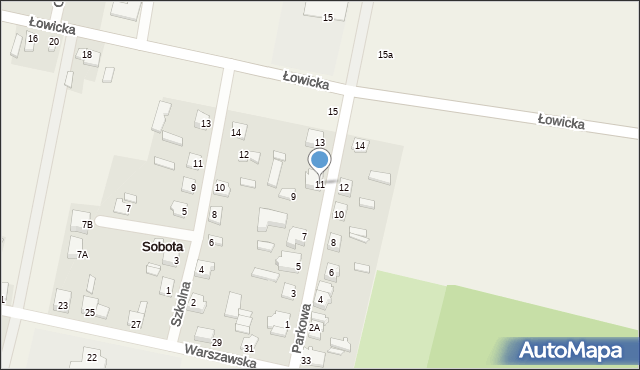 Sobota, Parkowa, 11, mapa Sobota