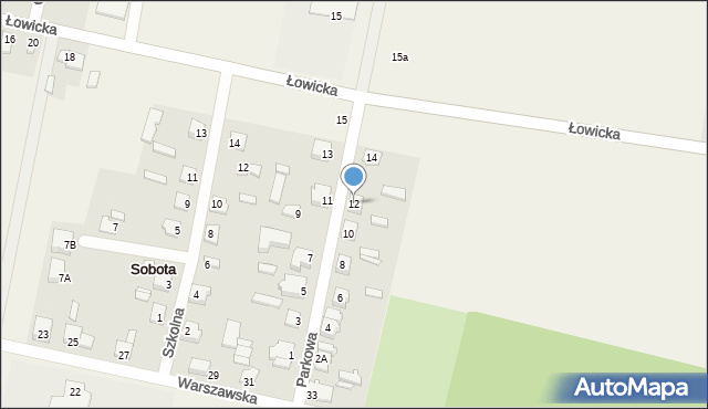 Sobota, Parkowa, 12, mapa Sobota