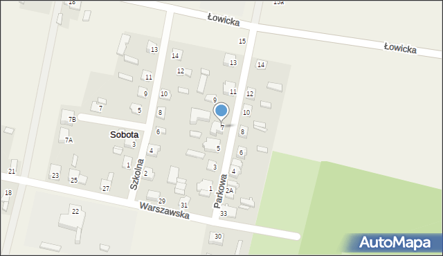 Sobota, Parkowa, 7, mapa Sobota