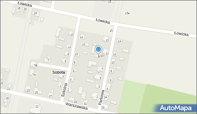 Sobota, Parkowa, 9, mapa Sobota