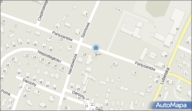 Sokołów Małopolski, Partyzantów, 15, mapa Sokołów Małopolski