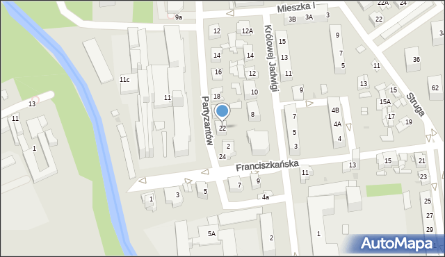 Sosnowiec, Partyzantów, 22, mapa Sosnowca
