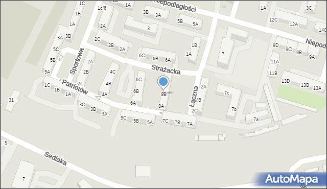 Sosnowiec, Patriotów, 8B, mapa Sosnowca