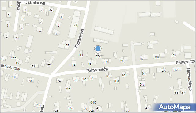 Starachowice, Partyzantów, 87a, mapa Starachowic