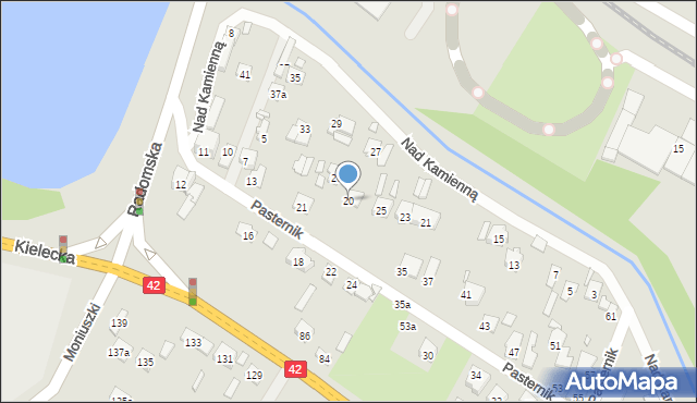 Starachowice, Pasternik, 20, mapa Starachowic