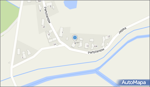 Stare Kolnie, Partyzantów, 9, mapa Stare Kolnie