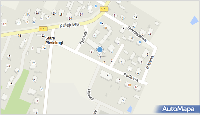 Stare Pieścirogi, Parkowa, 3, mapa Stare Pieścirogi