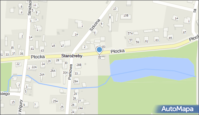 Staroźreby, Parkowa, 32, mapa Staroźreby