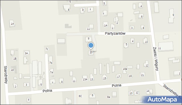 Staroźreby, Partyzantów, 10, mapa Staroźreby