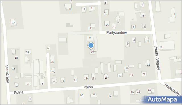 Staroźreby, Partyzantów, 10A, mapa Staroźreby