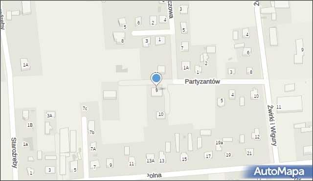 Staroźreby, Partyzantów, 9, mapa Staroźreby