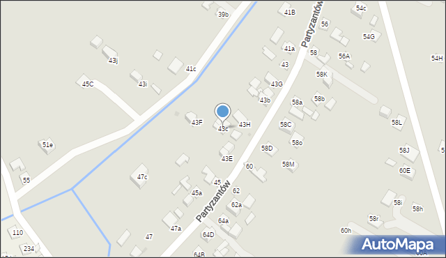 Stary Sącz, Partyzantów, 43c, mapa Stary Sącz