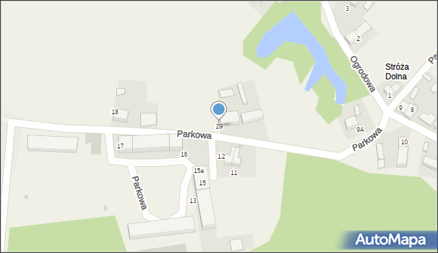 Stróża, Parkowa, 19, mapa Stróża