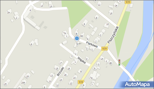 Strumień, Parkowa, 5, mapa Strumień