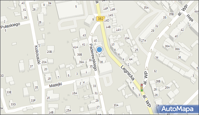 Strzegom, Paderewskiego Ignacego Jana, 36A, mapa Strzegom