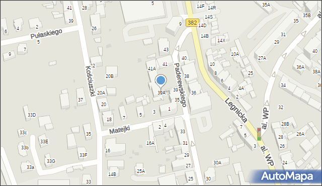Strzegom, Paderewskiego Ignacego Jana, 39A, mapa Strzegom