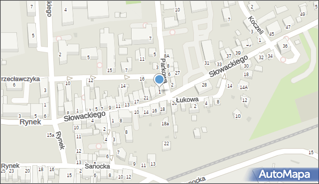 Strzyżów, Parkowa, 1, mapa Strzyżów