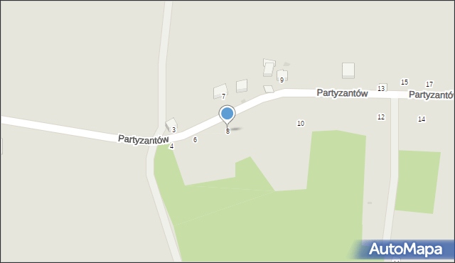 Strzyżów, Partyzantów, 8, mapa Strzyżów