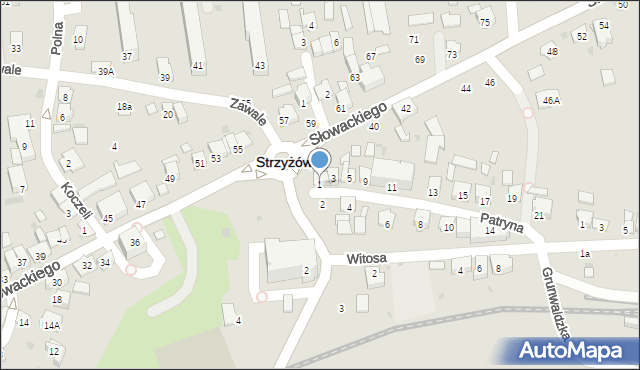 Strzyżów, Patryna Józefa, dr., 1, mapa Strzyżów