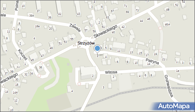 Strzyżów, Patryna Józefa, dr., 2, mapa Strzyżów