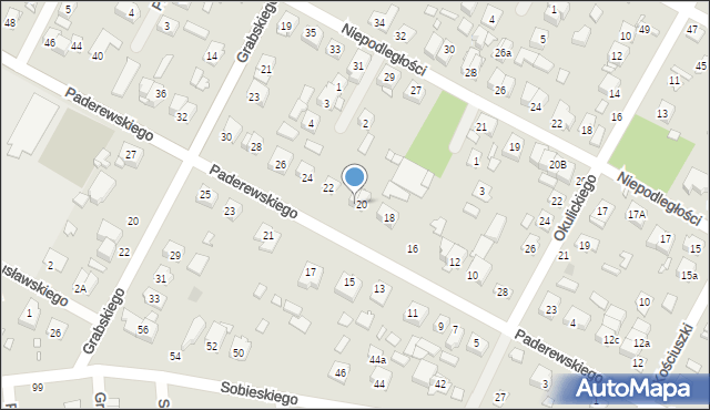 Sulejówek, Paderewskiego Ignacego Jana, 20a, mapa Sulejówek