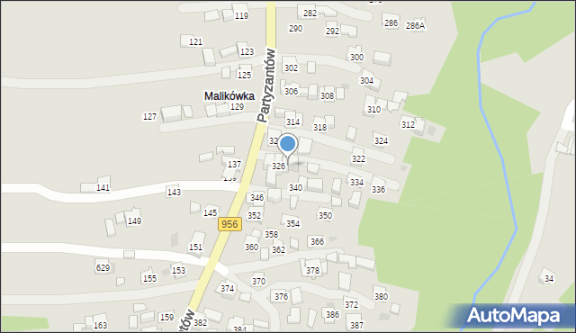 Sułkowice, Partyzantów, 332, mapa Sułkowice