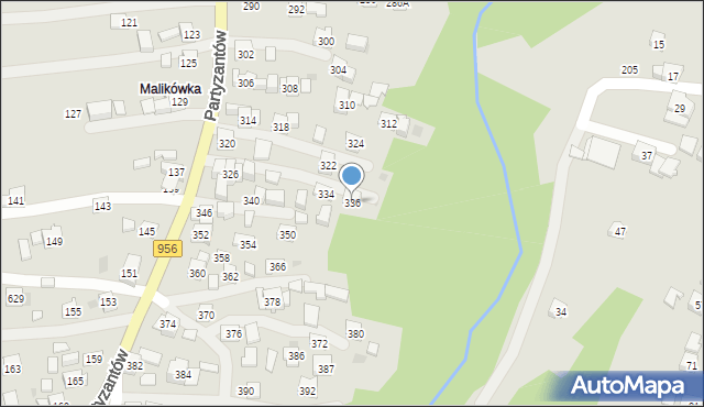 Sułkowice, Partyzantów, 336, mapa Sułkowice