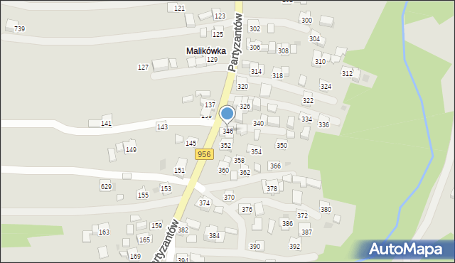 Sułkowice, Partyzantów, 346, mapa Sułkowice