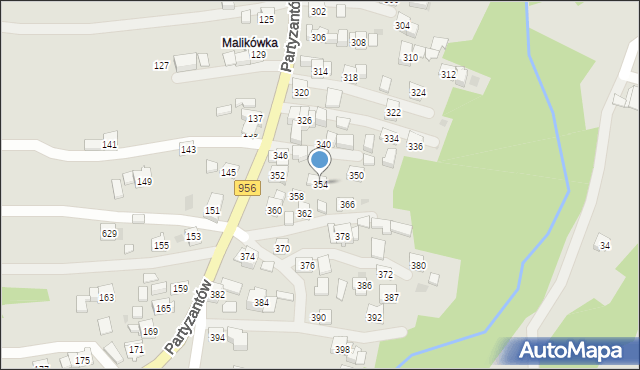 Sułkowice, Partyzantów, 354, mapa Sułkowice