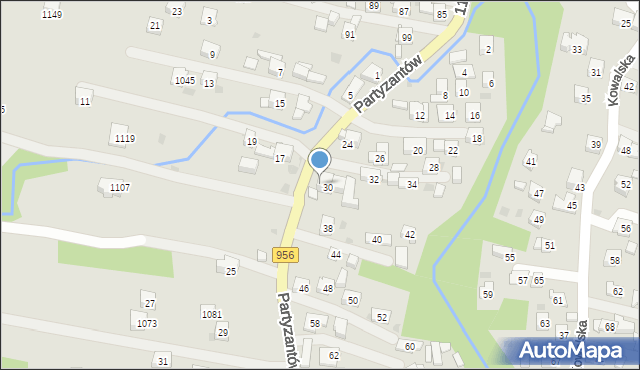 Sułkowice, Partyzantów, 36, mapa Sułkowice